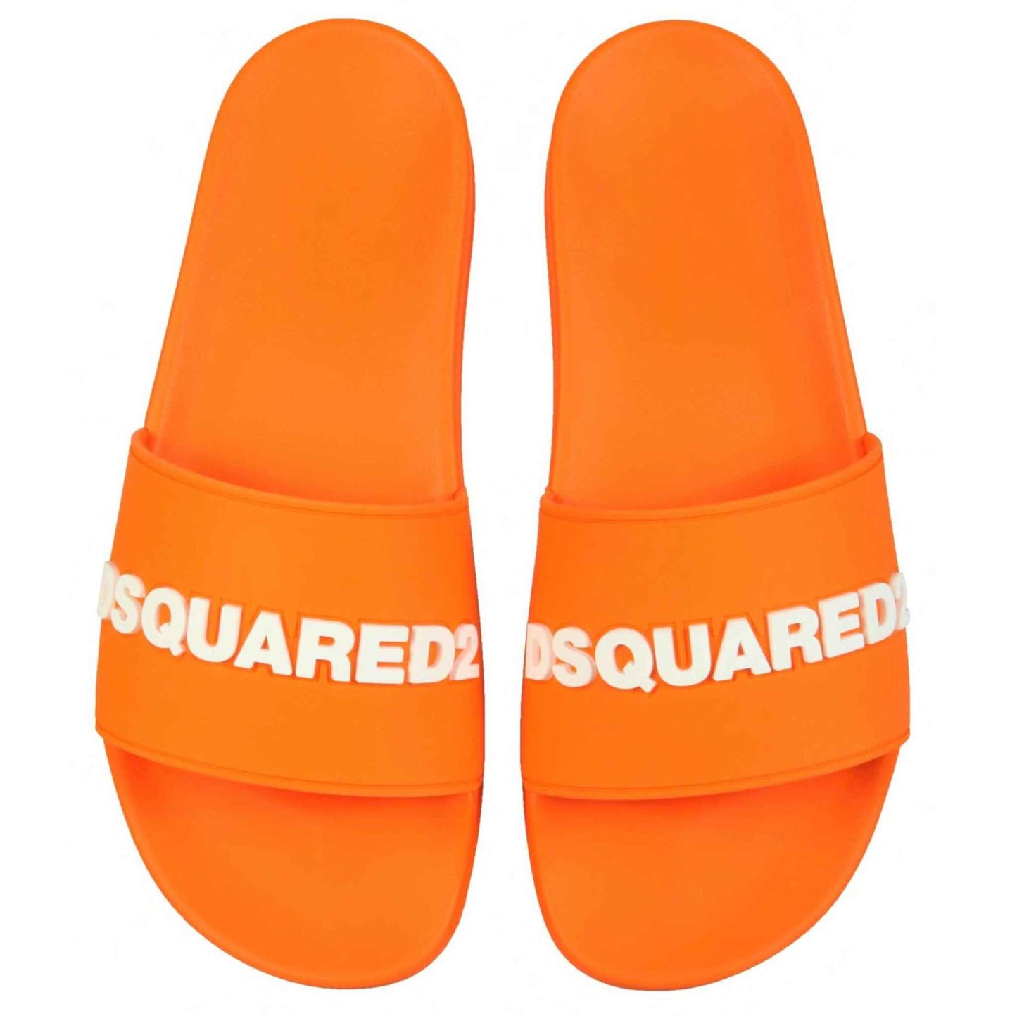 Arancio slides with a raised logo in white from DSQUARED2. Made of rubber.