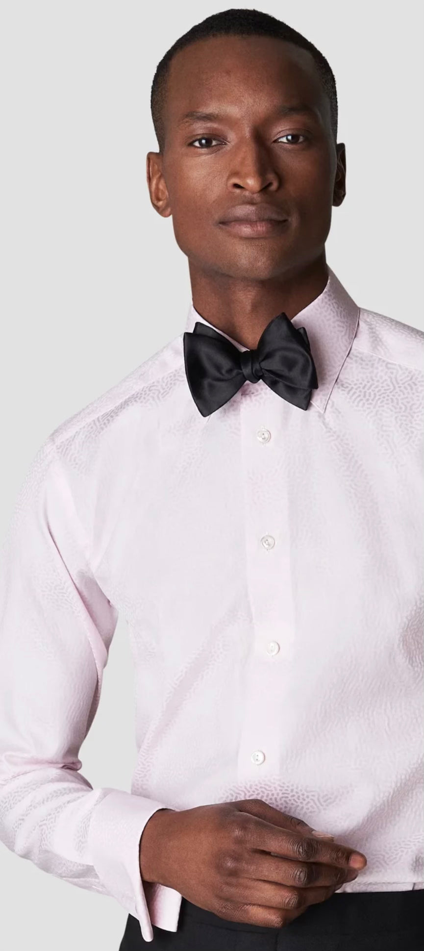 Chemise de smoking jacquard à imprimé géométrique Rose Clair Slim fit