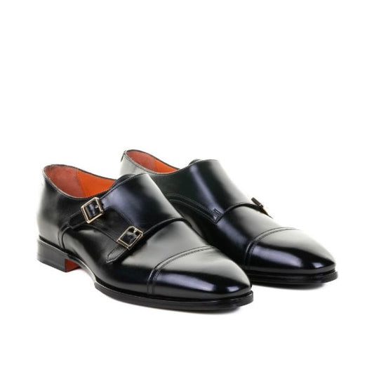 Santoni
double-buckle leather monk shoes Black