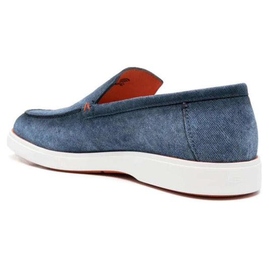 Almond-Toe Denim Loafers