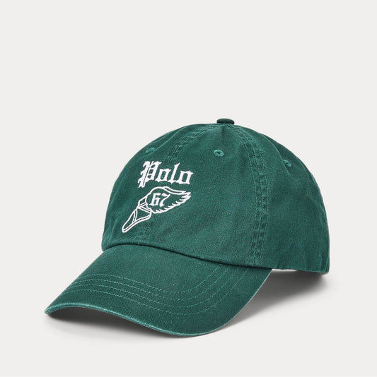 On this cotton twill ball cap, our signature logo and winged-foot graphic are embroidered at the front.