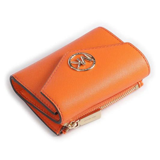 The perfect complement to your everyday handbag, the Carmen tri-fold wallet marries function with style. The envelope silhouette is crafted from Saffiano leather and finished with a gleaming logo charm closure. Inside you’ll find a just-right array of pockets for cards and cash.