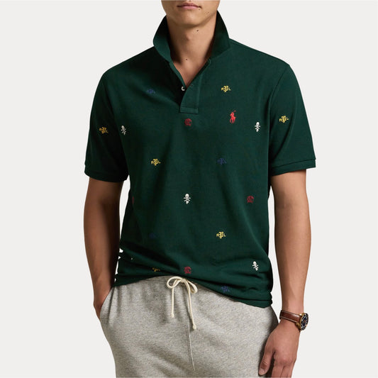This version is made with our highly breathable cotton mesh and features embroidery all over consisting of our “PRL” monogram, “RLRC” logo, and skull motifs.