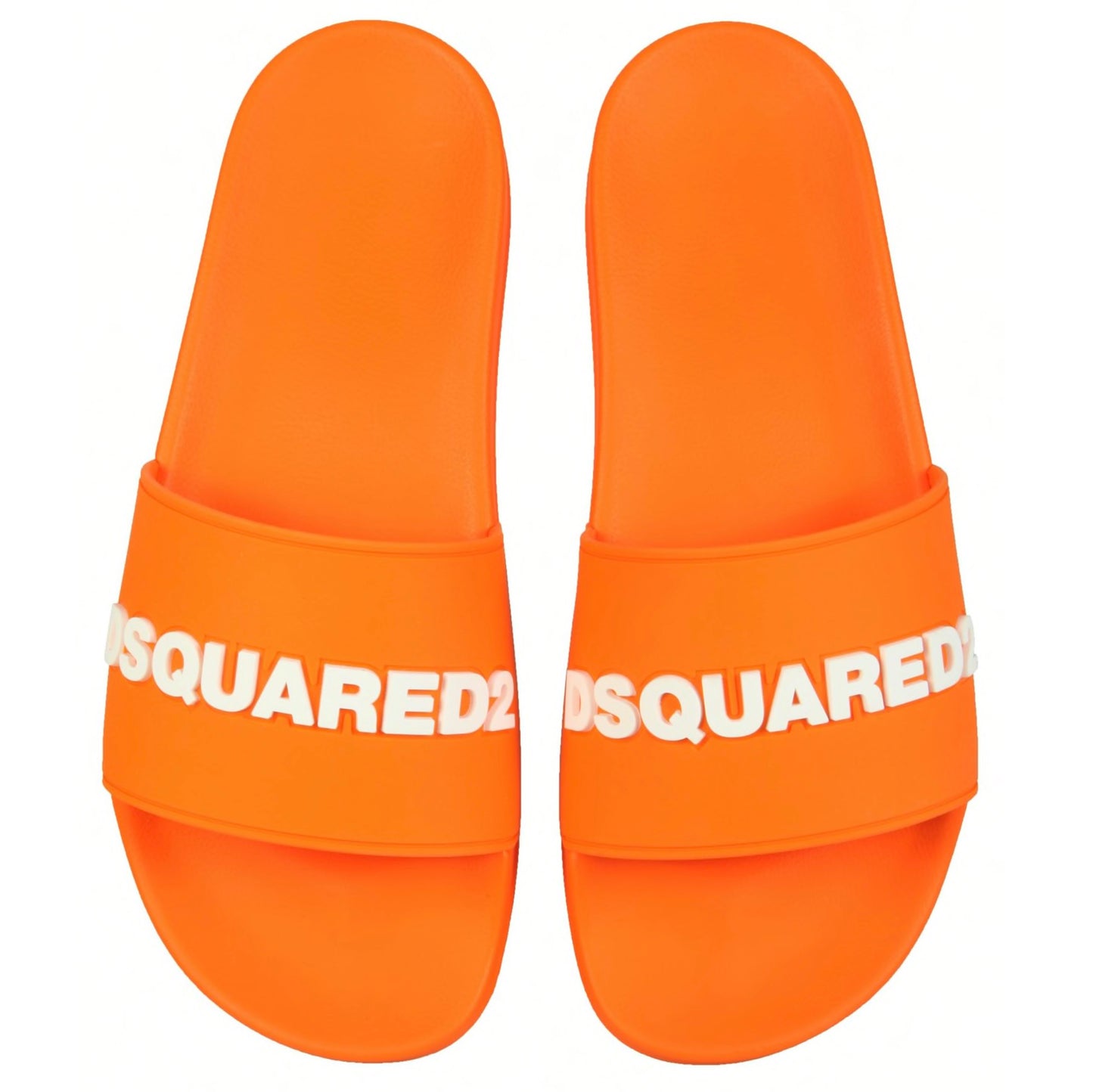 Arancio slides with a raised logo in white from DSQUARED2. Made of rubber.