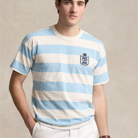 Part of the season’s rowing-inspired concept, this striped T-shirt features the number “5” at the back, which alludes to the “5-seat,” or the position of the most powerful oarsman on the boat. Its slub cotton jersey is specially washed to impart a vintage look and feel.&nbsp;