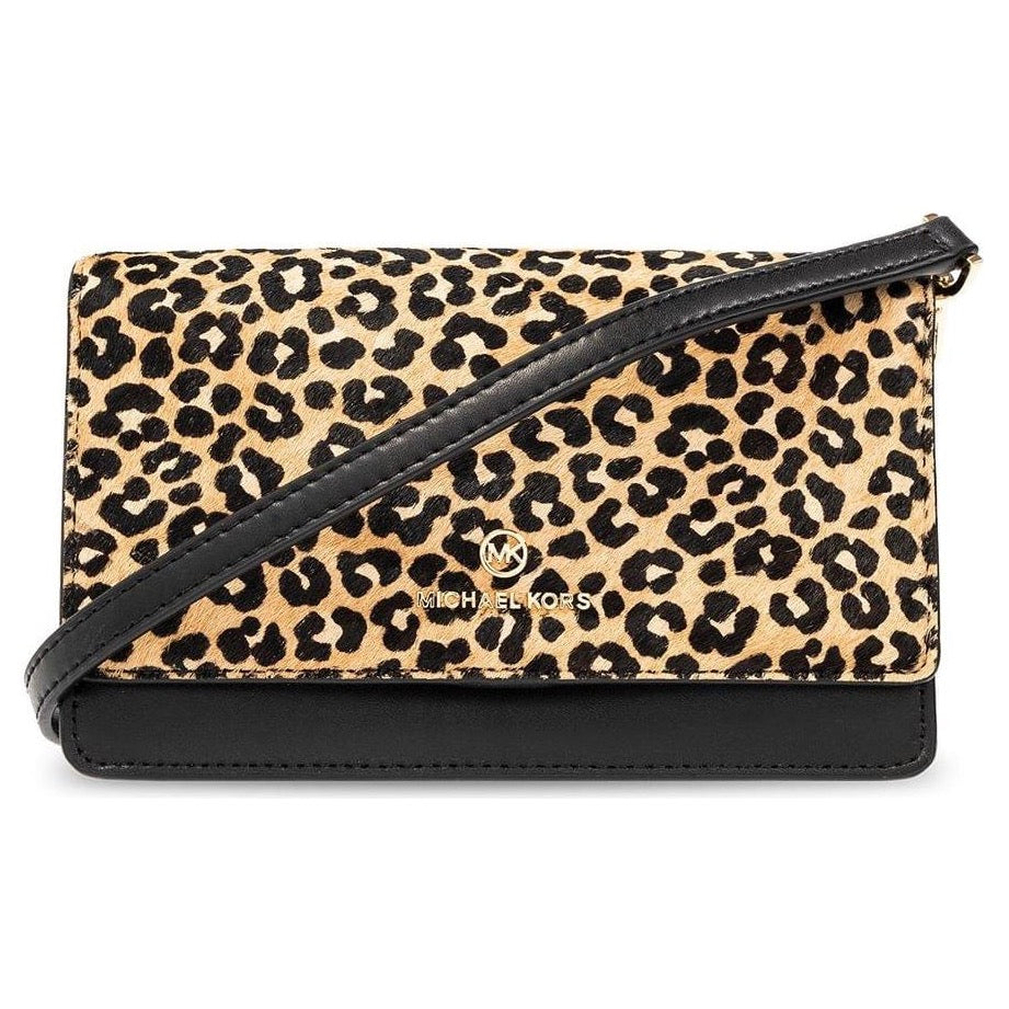 Our Jet Set smartphone crossbody bag is a small wonder. Constructed from leopard-print calf hair and leather with polished hardware, it features a back-snap pocket that opens to a discreet compartment to safely store your phone. Wear it hands-free on days when you want to travel light.