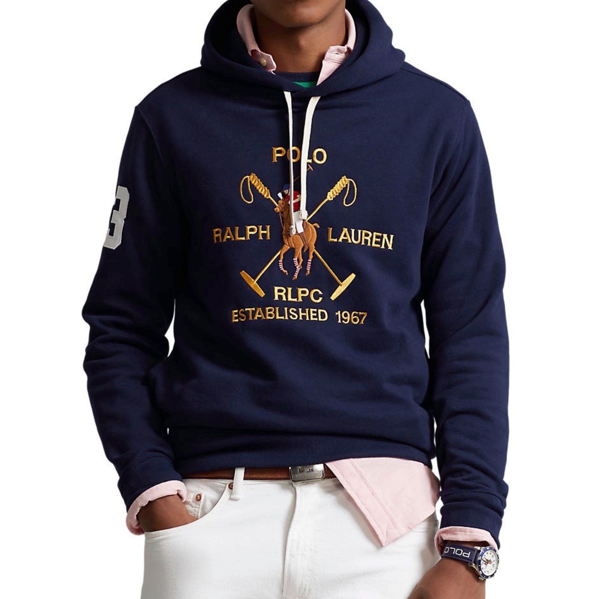 This cotton-blend hoodie features our logo, multicolored signature Pony, and founding year intricately embroidered at the front. Ralph Lauren partners with Better Cotton™ to improve cotton farming globally. Better Cotton trains farmers to use water efficiently, care for the health of the soil and natural habitats, reduce use of the most harmful chemicals, and implement the principles of decent work.