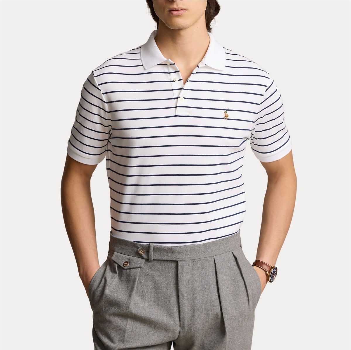 This striped version is made with luxe cotton interlock that features an ultrasoft finish.